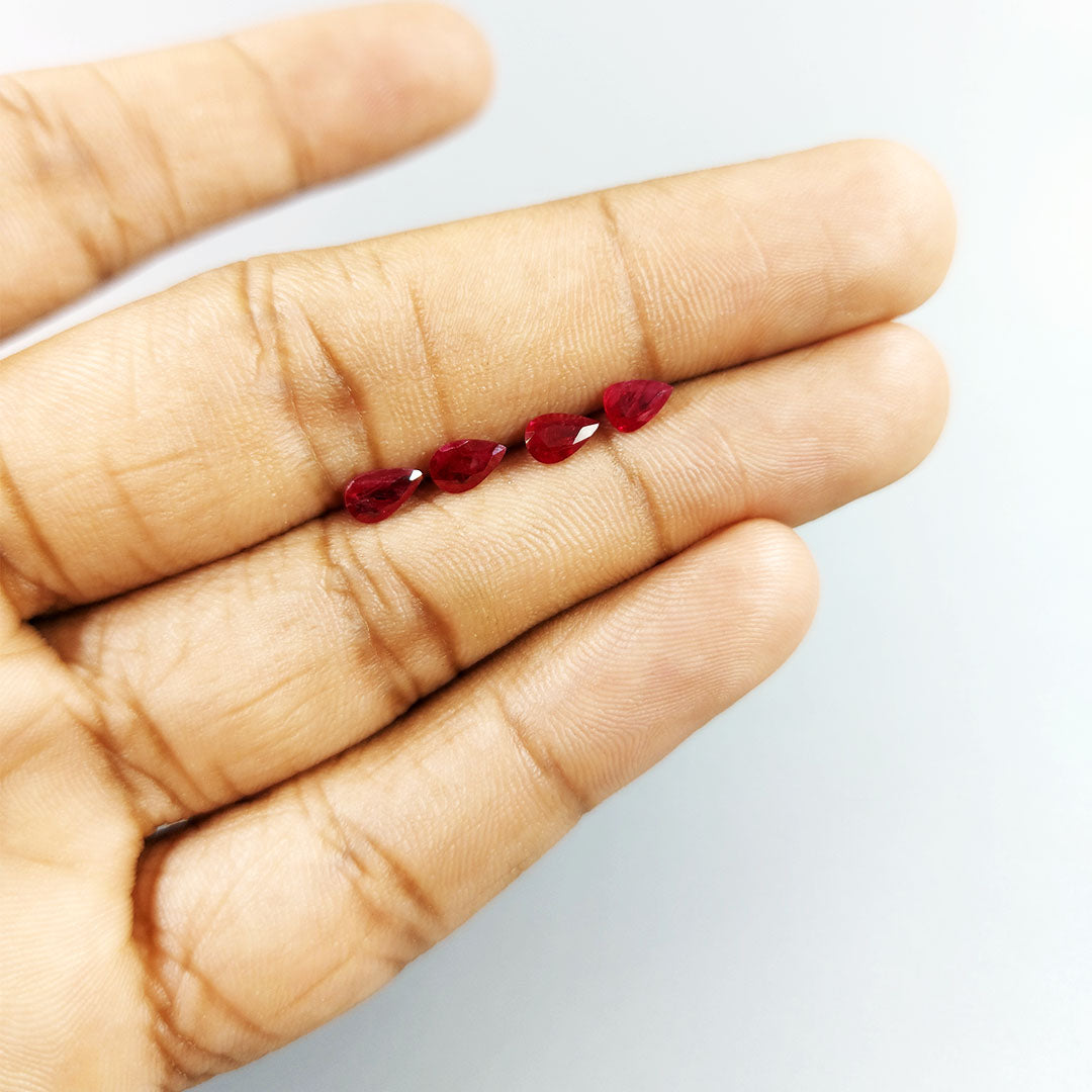 Natural Mozambique Untreated Ruby Calibrated Pears | 6x4mm