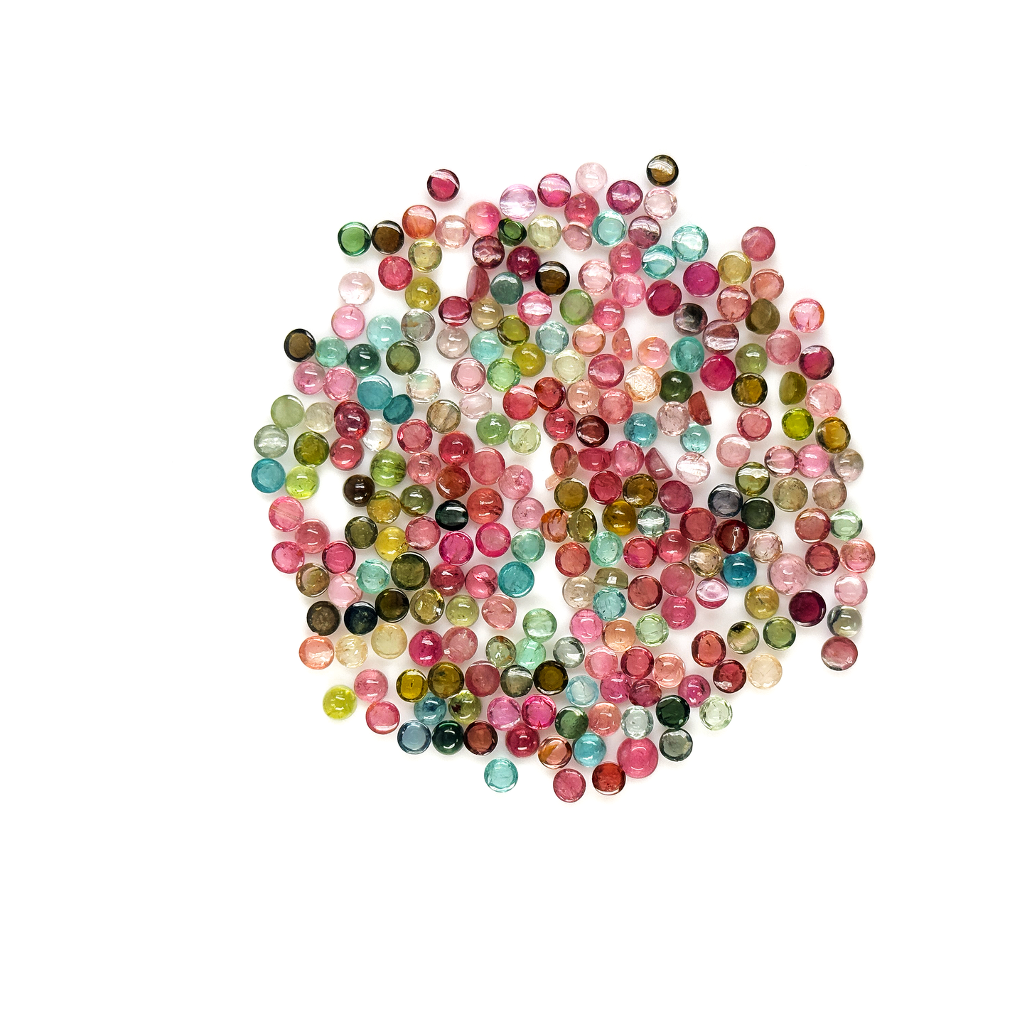 Natural Multi Tourmaline Calibrated Cabochon Rounds | 3mm & 4mm