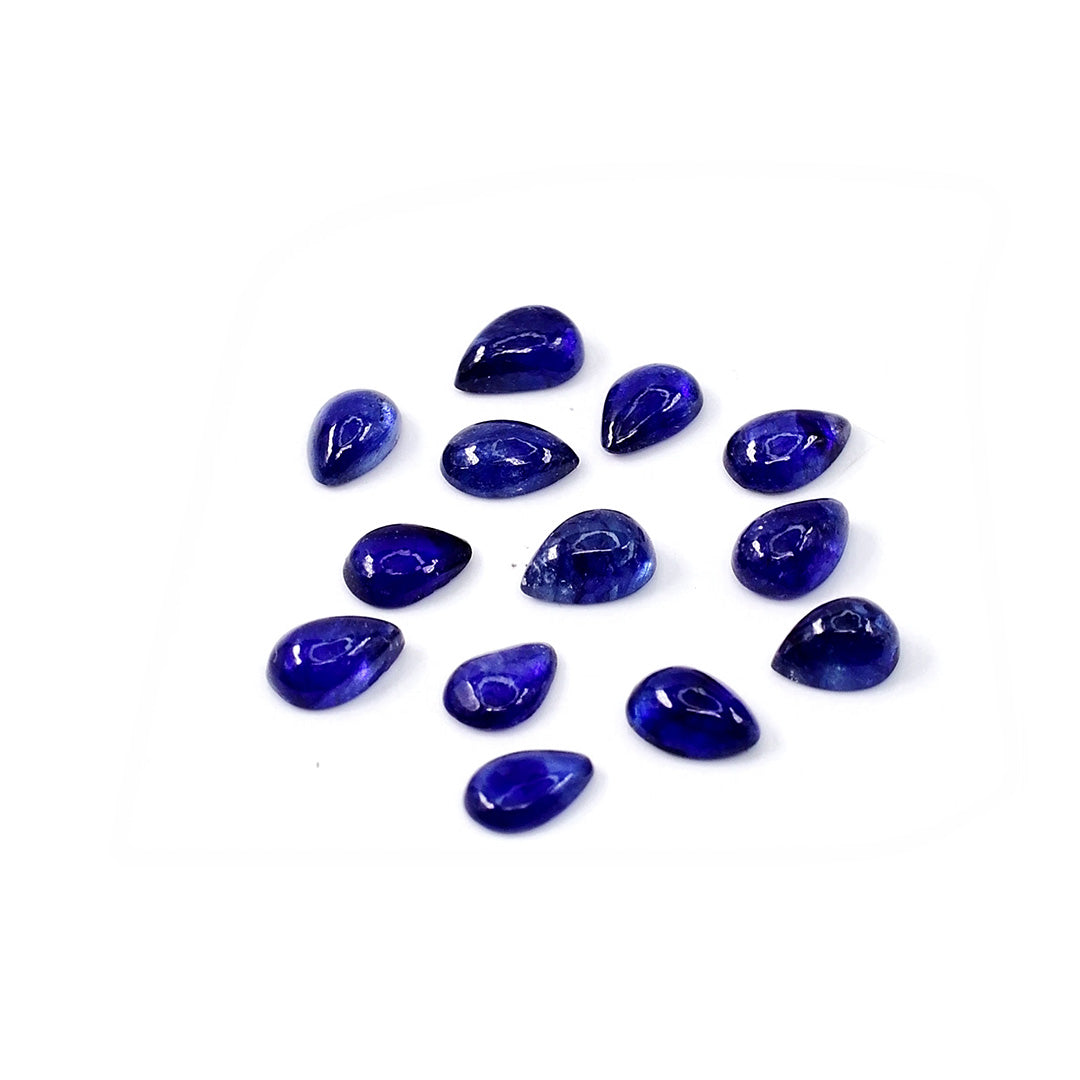 Natural Bangkok Blue Sapphire Calibrated Cabochon Pears | 5x7mm & 6x8mm