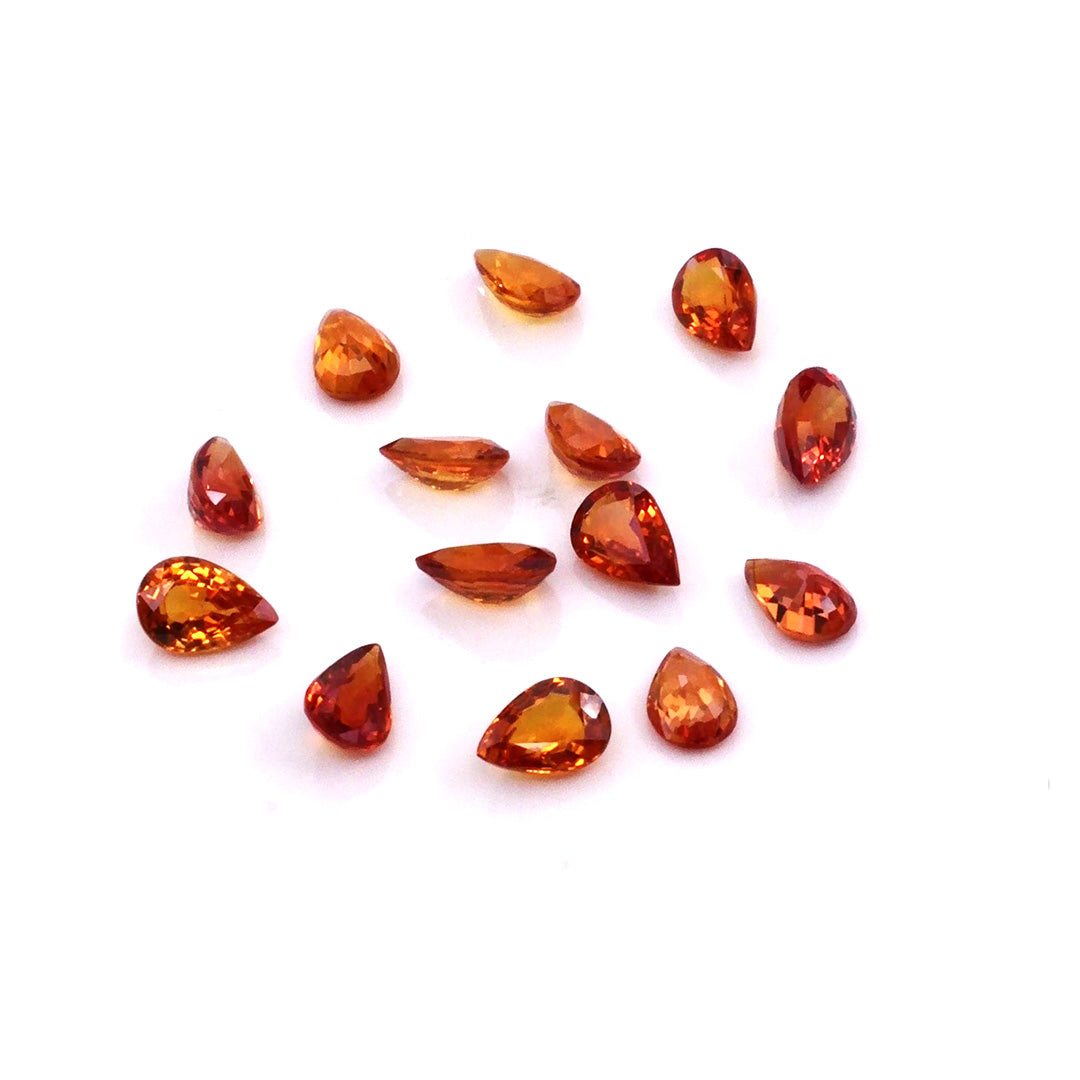 Natural Untreated Orange Sapphire Calibrated Pears | 5x7mm & 6x8mm