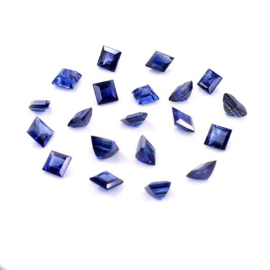 Natural Untreated Blue Sapphire Calibrated Squares | 3mm & 3.5mm