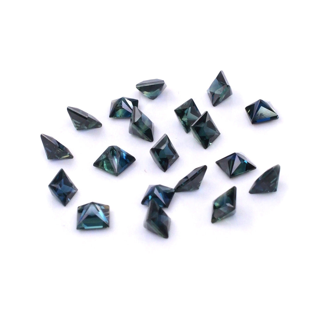 Natural Untreated Australian Blue Sapphire Calibrated Princess Cut Squares | 3mm & 3.5mm