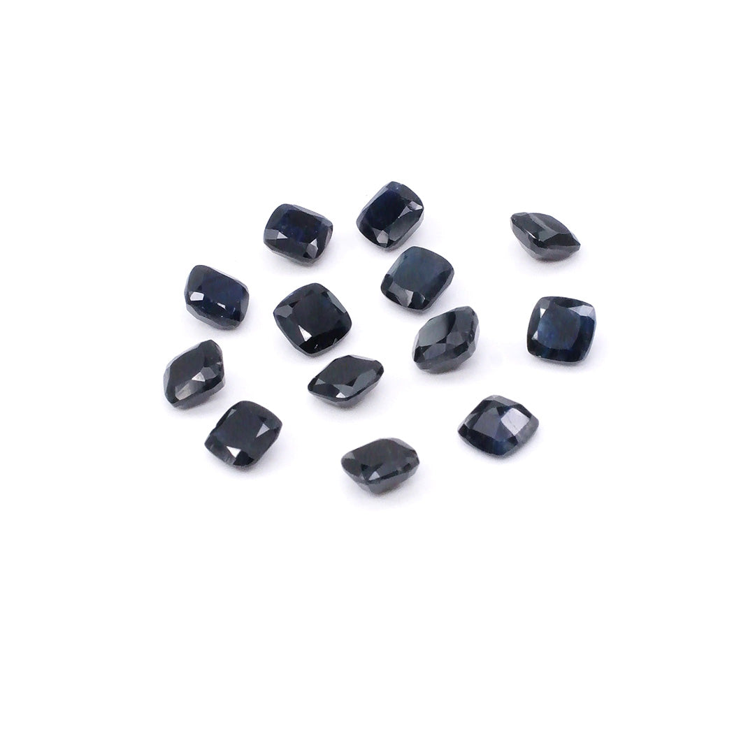 Natural Untreated Black Sapphire Calibrated Cushions | 3mm & 4mm