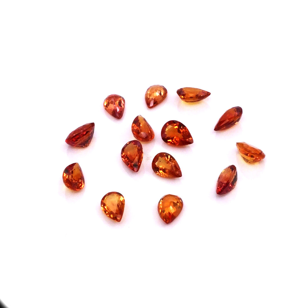 Natural Untreated Orange Sapphire Calibrated Pears | 3x5mm & 4x6mm