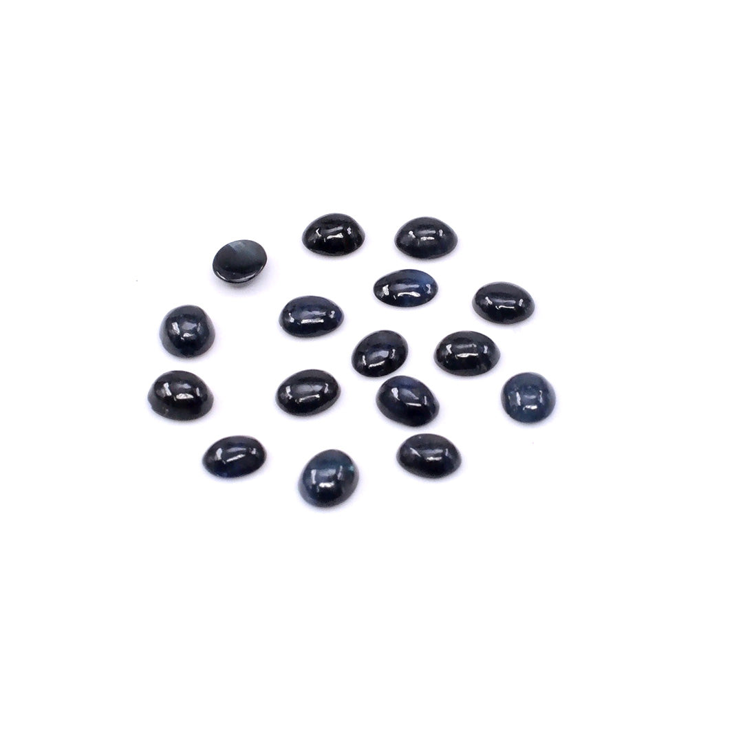 Natural Untreated Black Sapphire Calibrated Cabochon Ovals | 3x4mm & 4x5mm