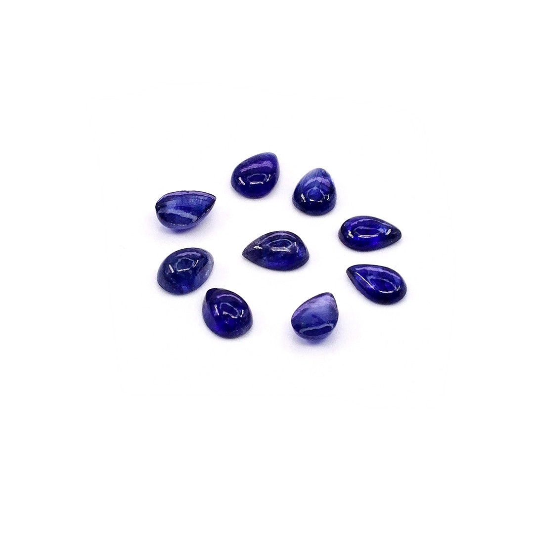 Natural Bangkok Blue Sapphire Calibrated Cabochon Pears | 3x5mm & 4x6mm