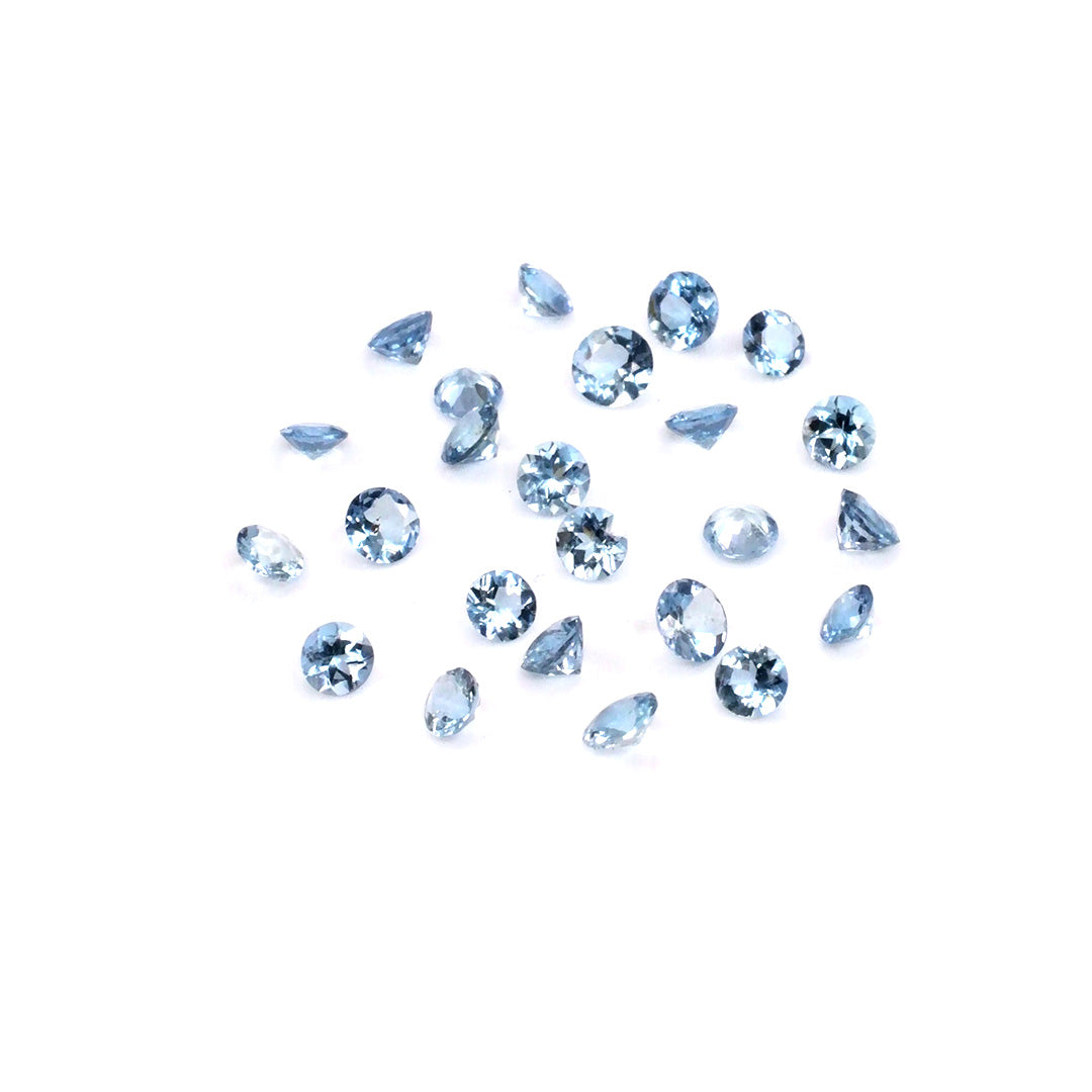 Natural Aquamarine Calibrated Rounds | 3mm & 4mm