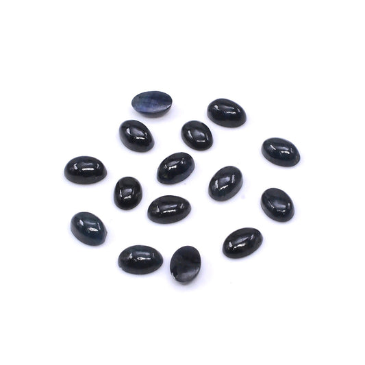Natural Untreated Black Sapphire Calibrated Cabochon Ovals | 5x7mm & 6x8mm