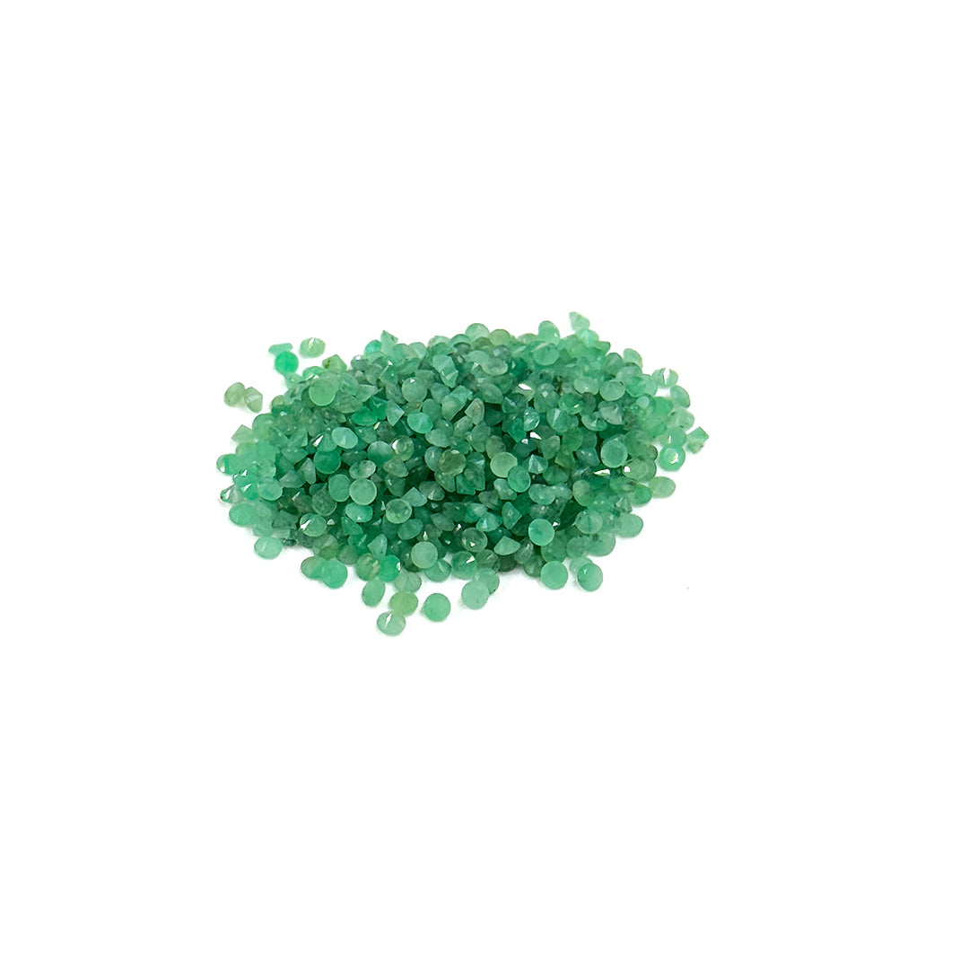Natural Zambian Emerald Calibrated Diamond Rounds 2mm
