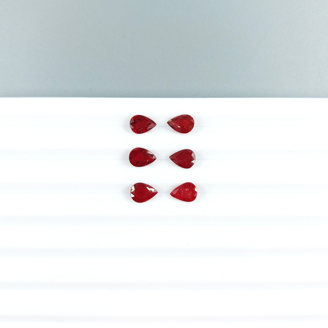 Natural African Untreated Ruby Calibrated Pears 5x7mm