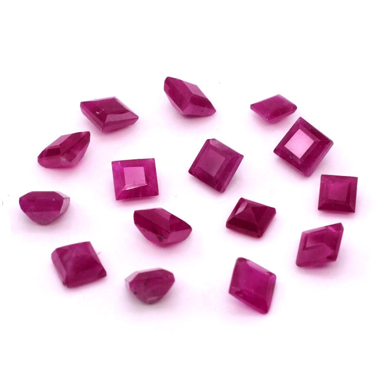 Natural African Untreated Loose Ruby Square Cut | 3mm & 4mm Picture-1