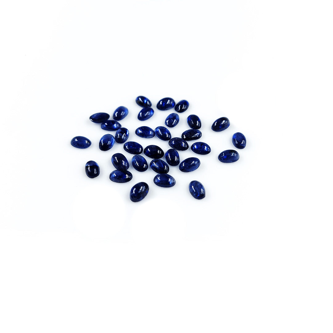Natural Bangkok Blue Sapphire Calibrated Cabochon Ovals | 3x5mm & 6x4mm