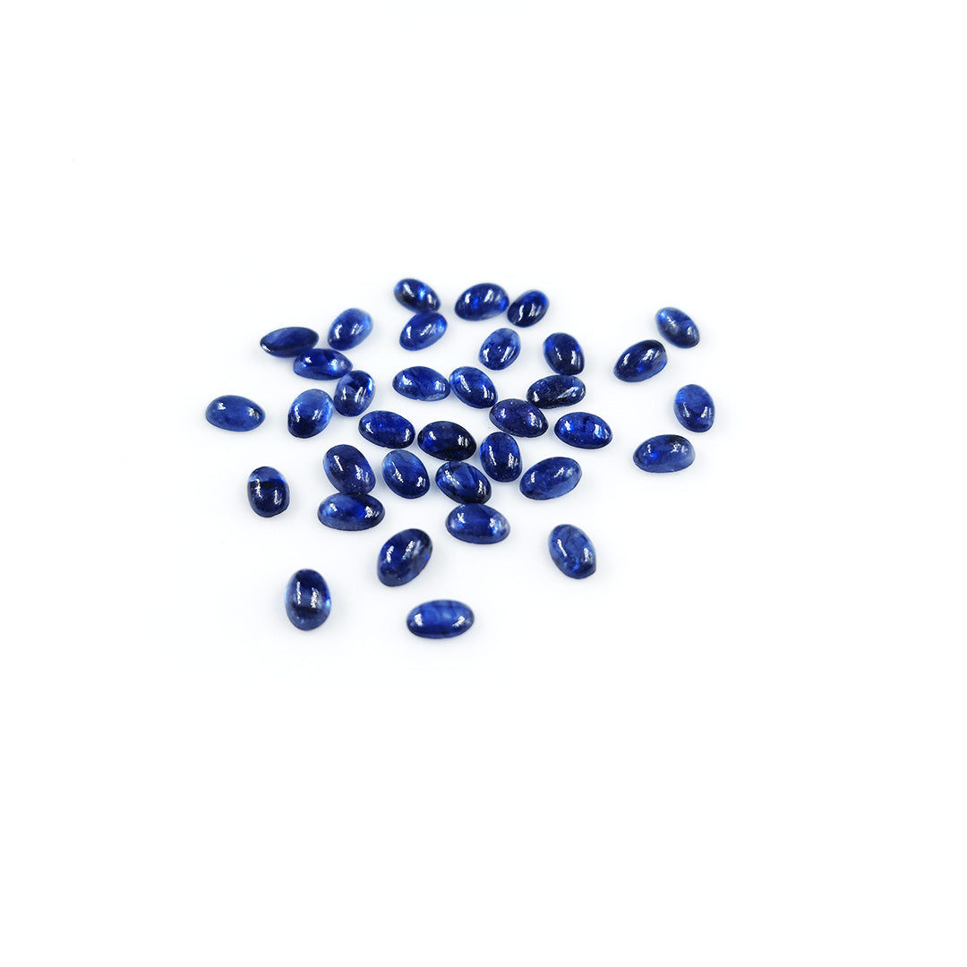 Natural Bangkok Blue Sapphire Calibrated Cabochon Ovals | 3x5mm & 6x4mm