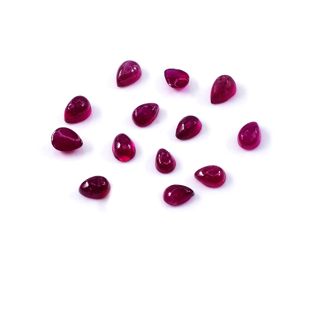 Natural Bangkok Calibrated Ruby Cabochon Pears | 5x7mm & 6x8mm