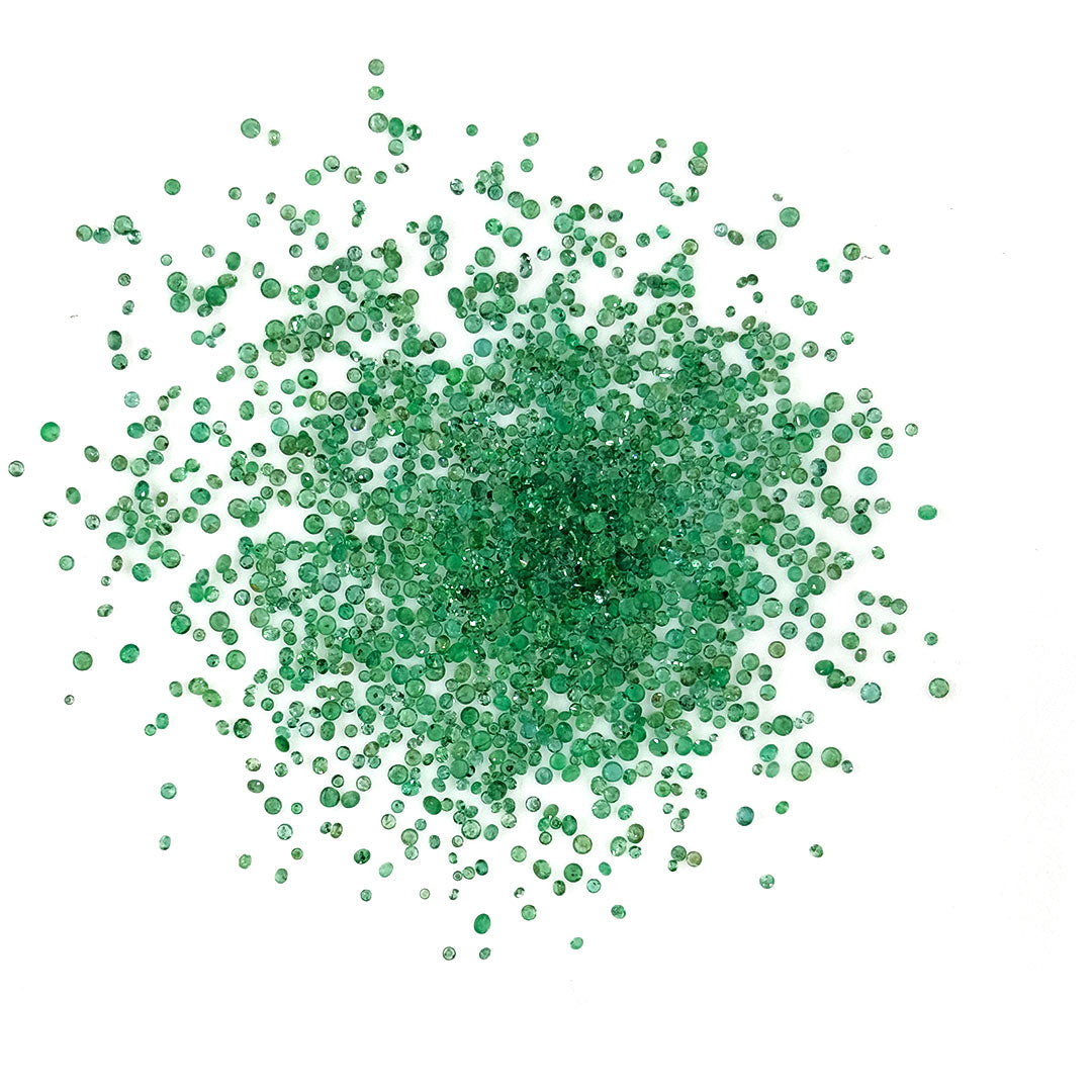 Natural Zambian Emerald Calibrated Diamond Rounds | 1mm & 1.25mm
