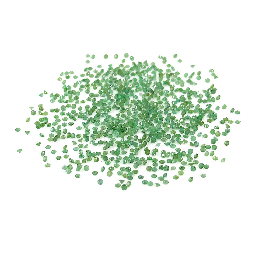 Natural Zambian Emerald Calibrated Diamond Rounds 2mm