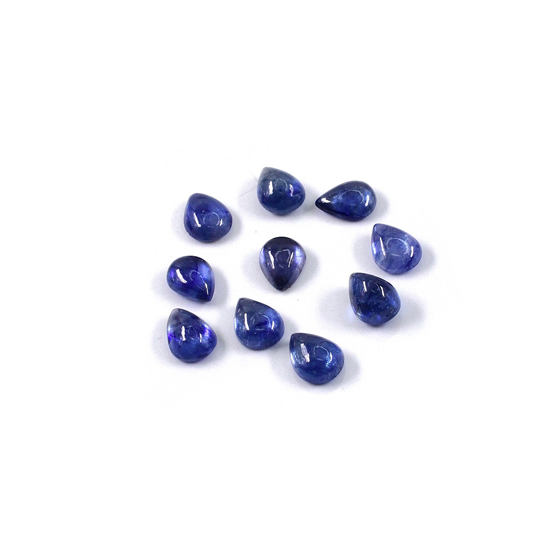 Natural Bangkok Blue Sapphire Calibrated Cabochon Pears | 5x7mm & 6x8mm