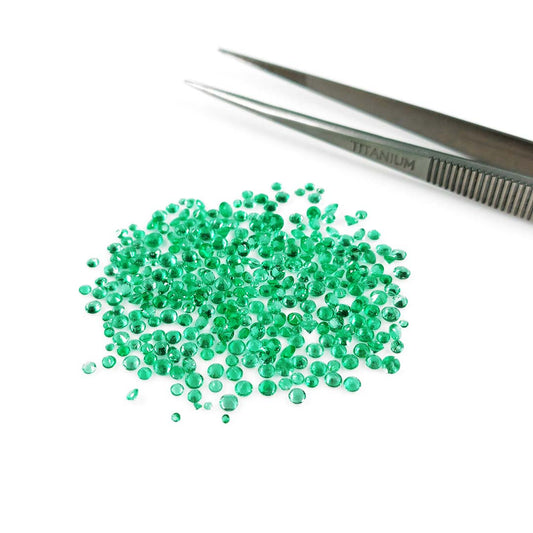 Natural Zambian Emerald Calibrated Diamond Cut Rounds 1mm