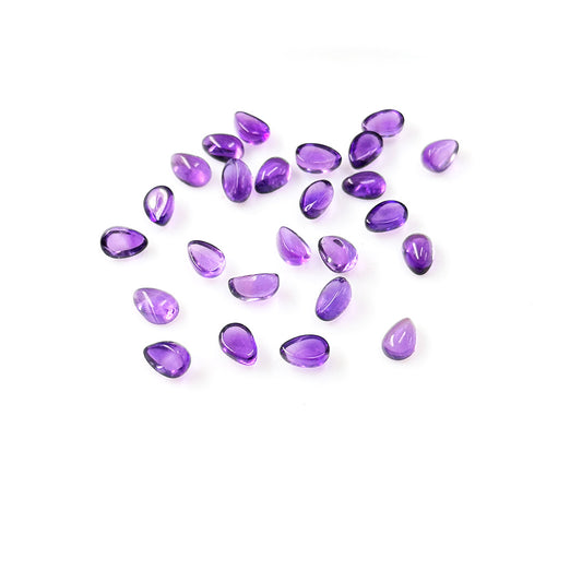 Natural Brazil Amethyst Calibrated Cabochon Pears | 3x5mm & 4x6mm