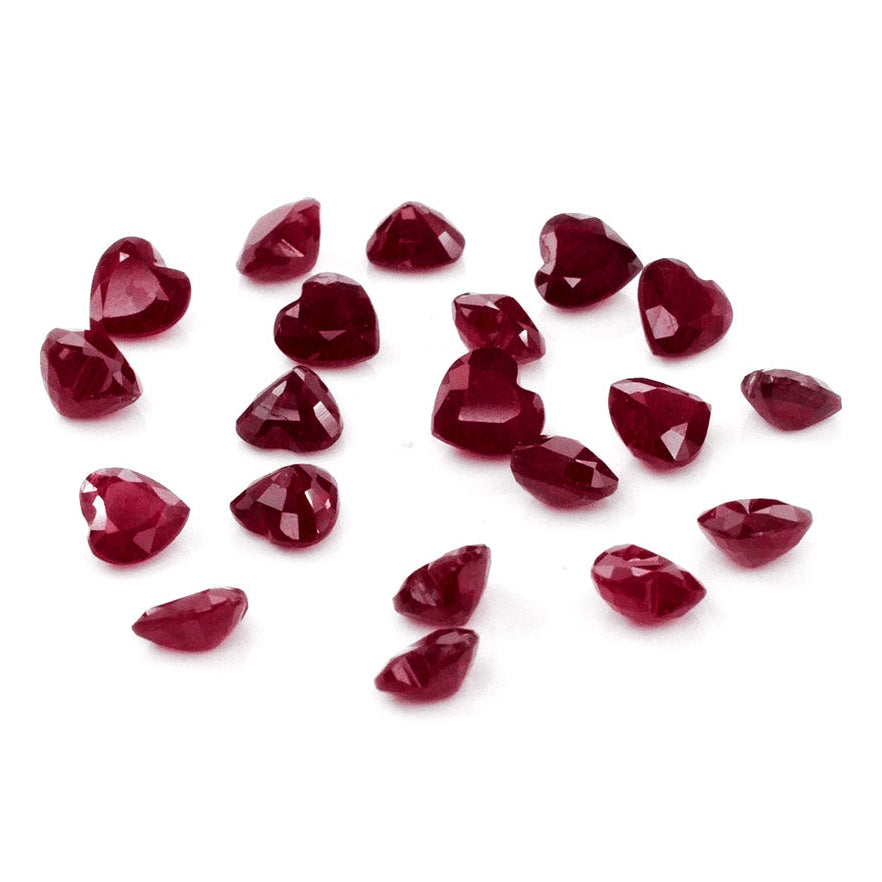 Natural African Untreated Calibrated Ruby Hearts | 3mm & 3.5mm