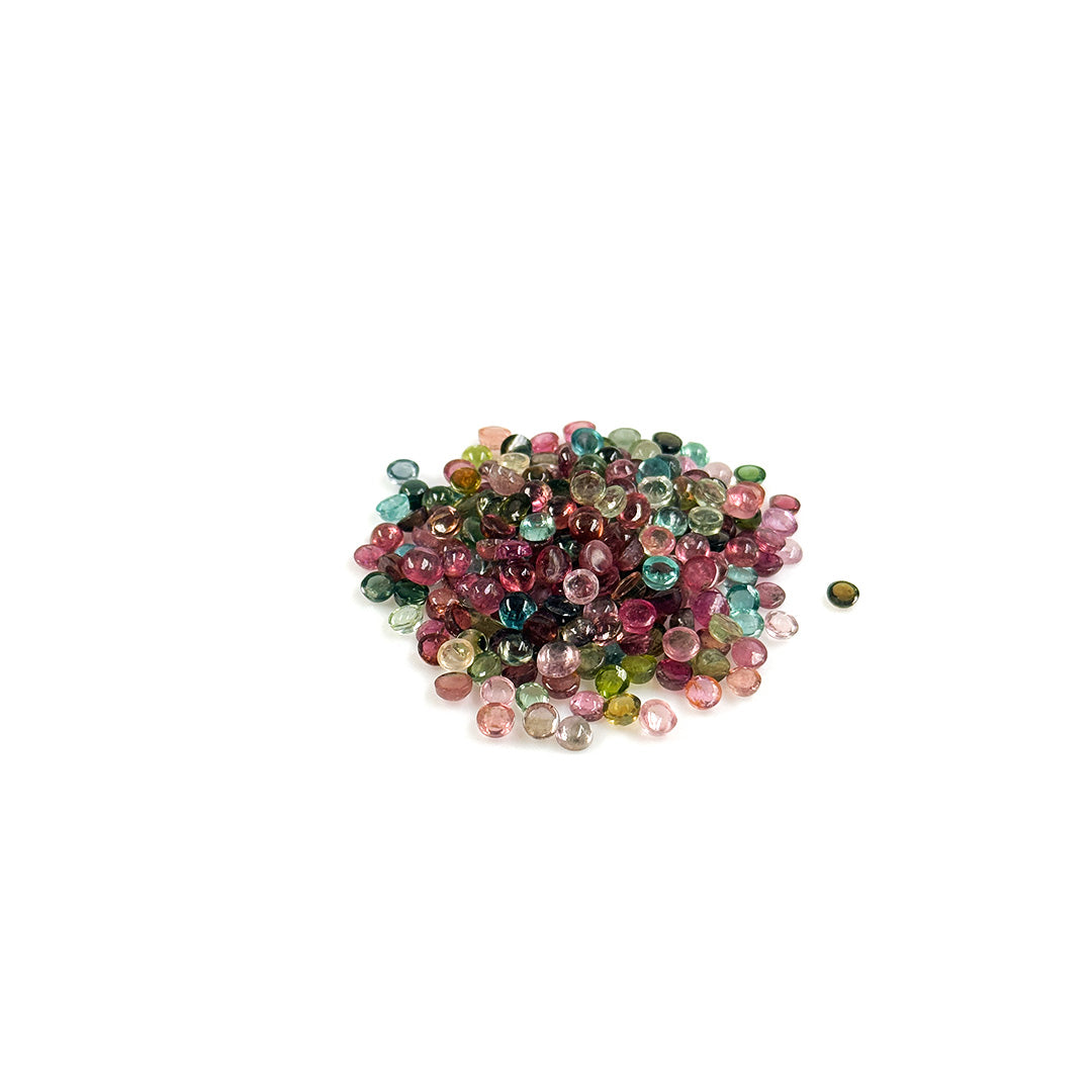 Natural Multi Tourmaline Calibrated Cabochon Rounds | 3mm & 4mm