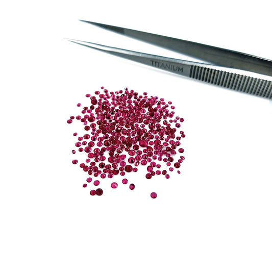 Natural Burma Untreated Ruby Calibrated Diamond Cut Rounds | 1.2-2.5mm