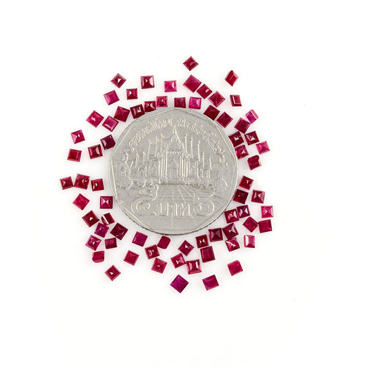 Natural Mozambique Untreated Ruby Calibrated Squares | 3mm & 3.5mm