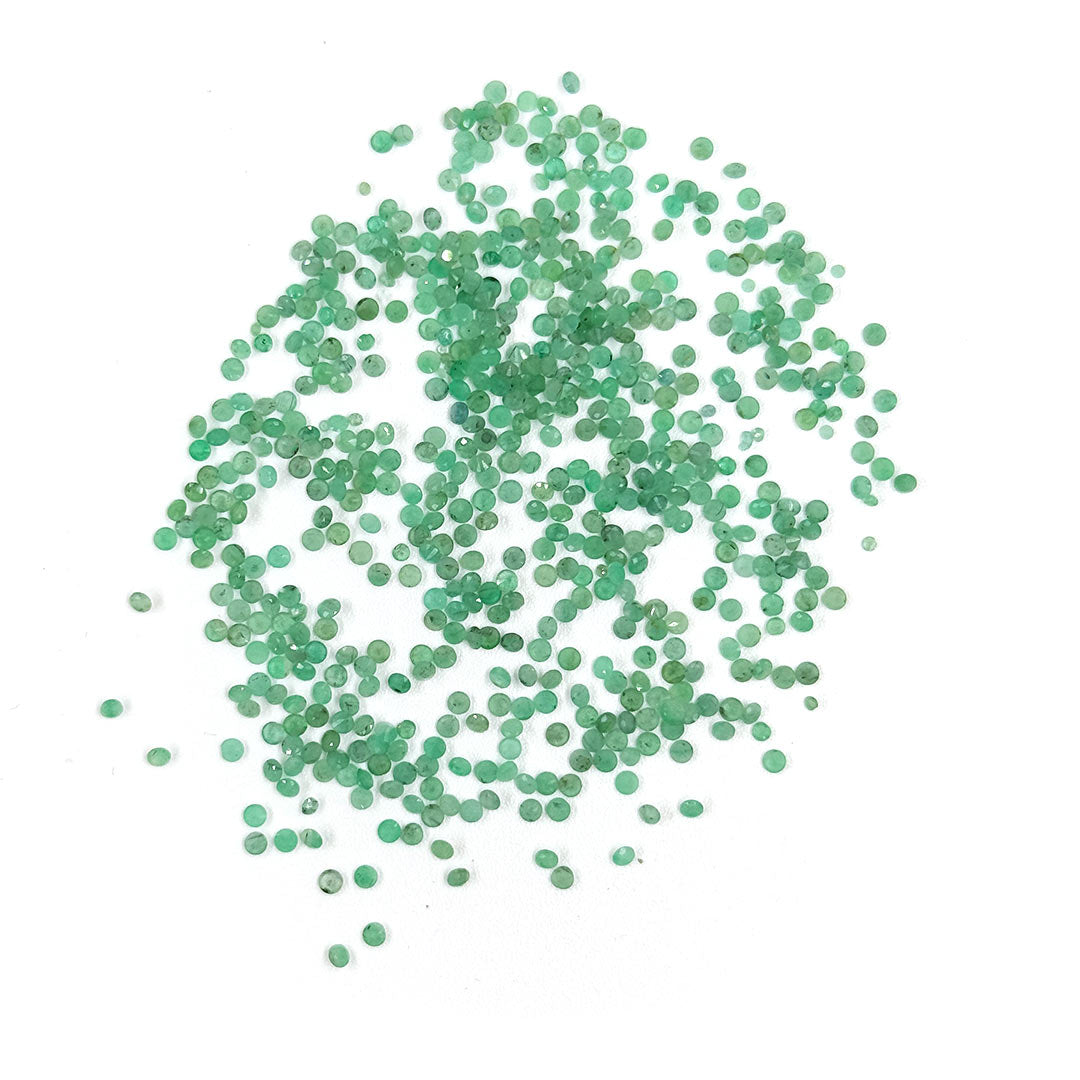 Natural Zambian Emerald Calibrated Diamond Rounds 2mm