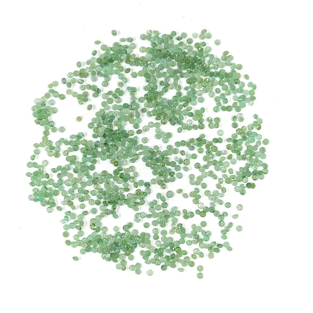 Natural Zambian Emerald Calibrated Diamond Rounds 2mm
