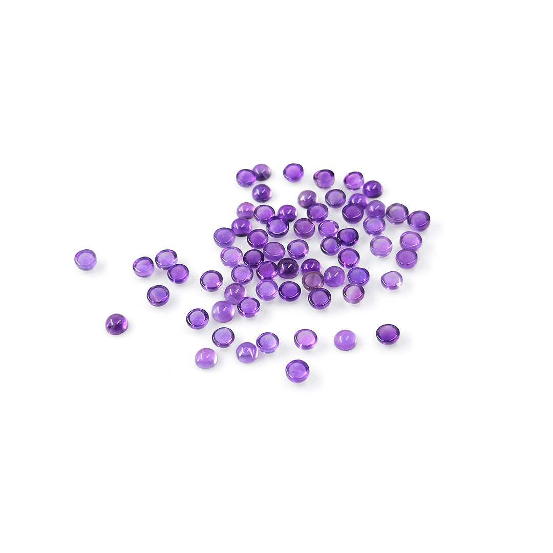 Natural Amethyst Calibrated Cabochon Rounds | 5mm & 6mm
