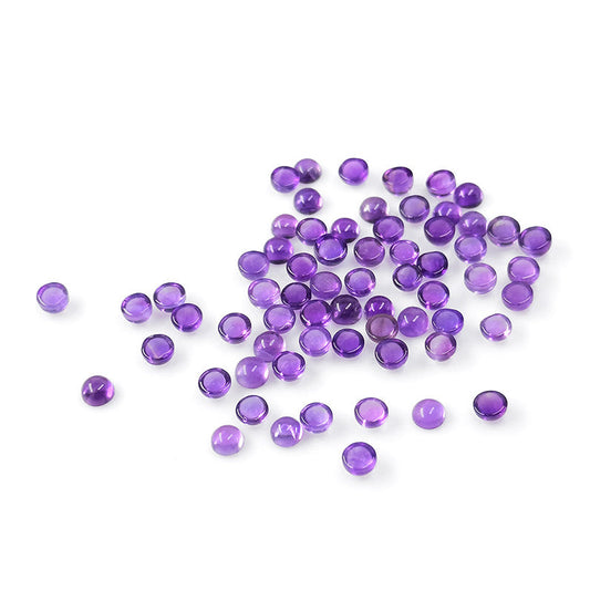 Natural Brazil Amethyst Calibrated Cabochon Rounds | 5mm & 6mm