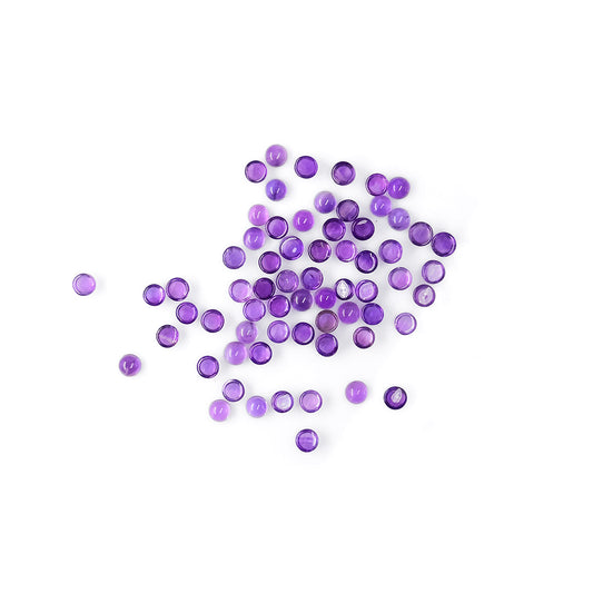 Natural Amethyst Calibrated Cabochon Rounds | 5mm & 6mm
