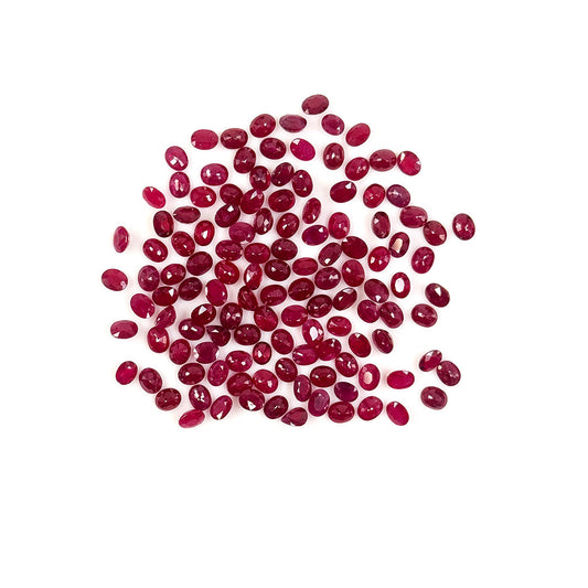 Natural African Untreated Ruby Calibrated Ovals | 3x4mm & 4x5mm