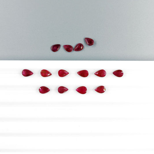 Natural Burma Untreated Ruby Heated Calibrated Pears, 6X4mm