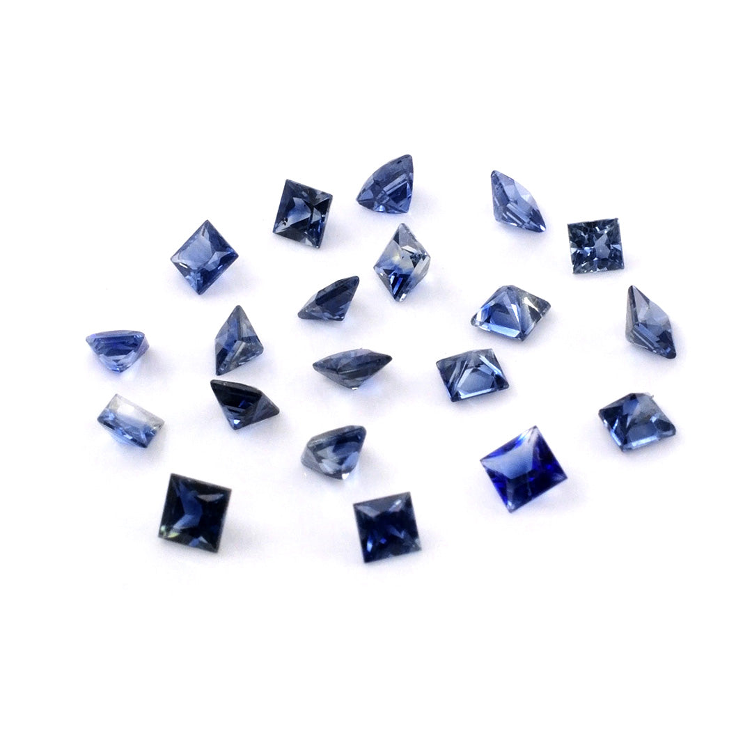 Natural Untreated Blue Sapphire Calibrated Princess Cut Squares | 3mm