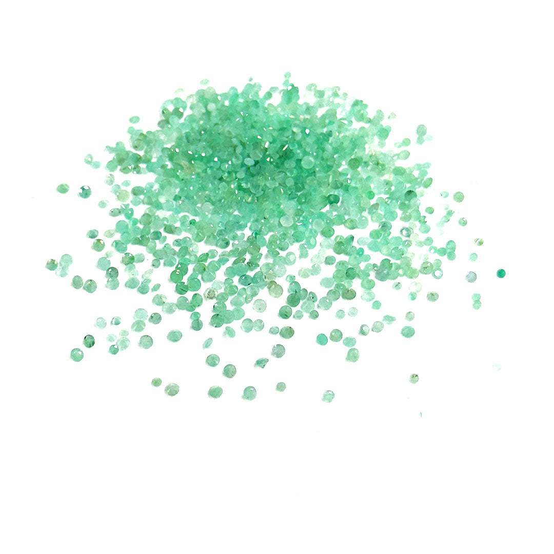 Natural Zambian Emerald Calibrated Diamond Rounds 2mm