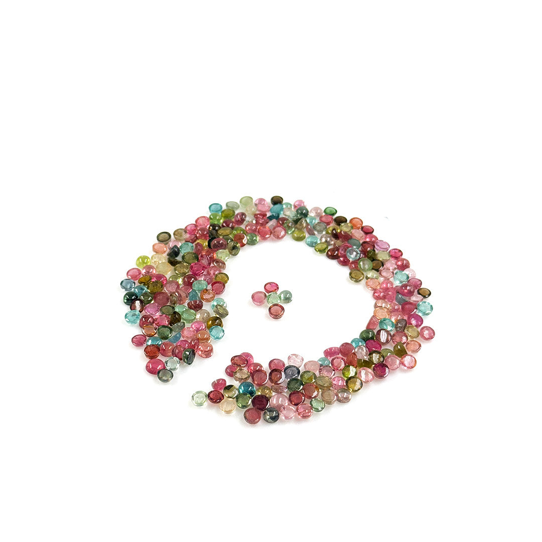 Natural Multi Tourmaline Calibrated Cabochon Rounds | 3mm & 4mm
