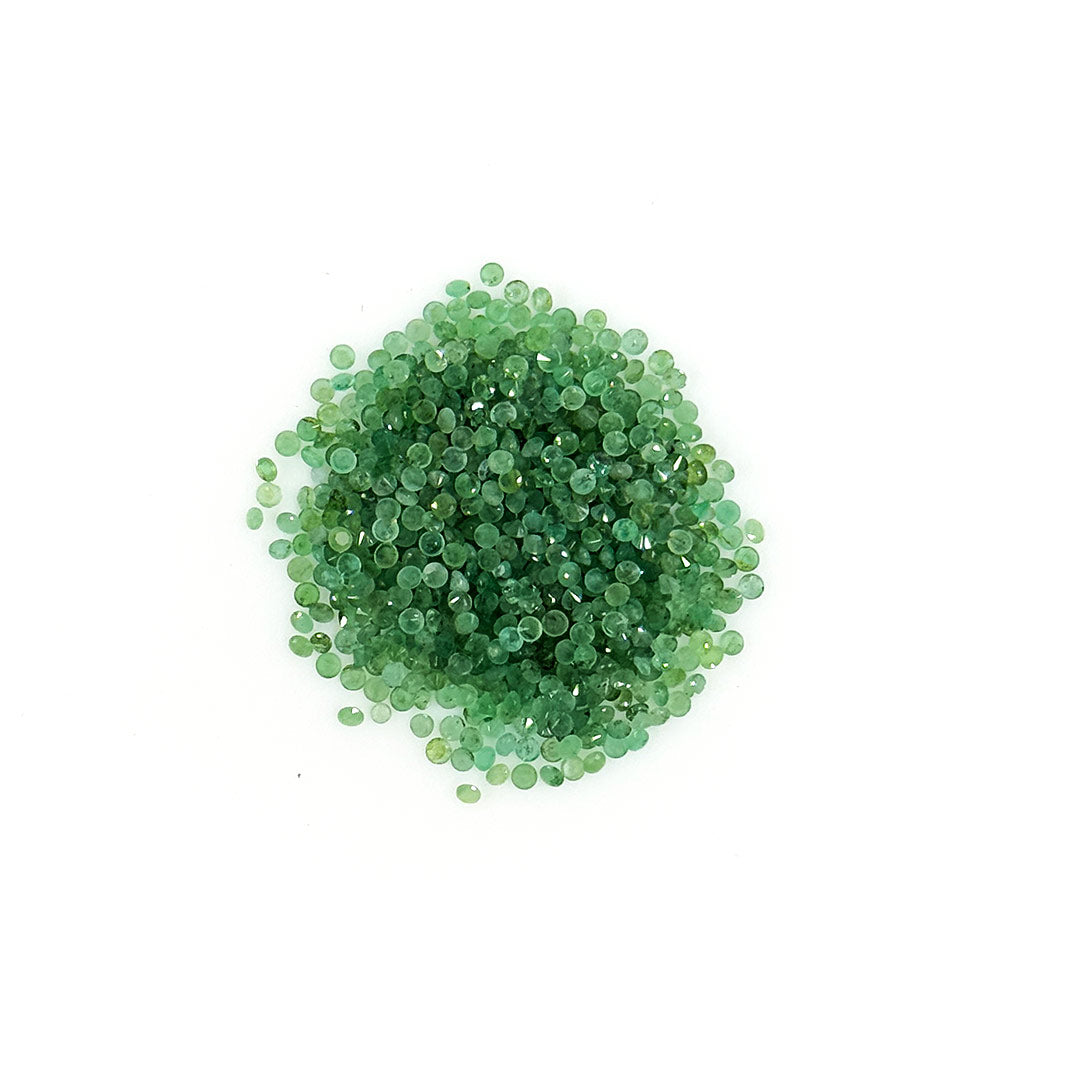 Natural Zambian Emerald Calibrated Diamond Rounds 2mm
