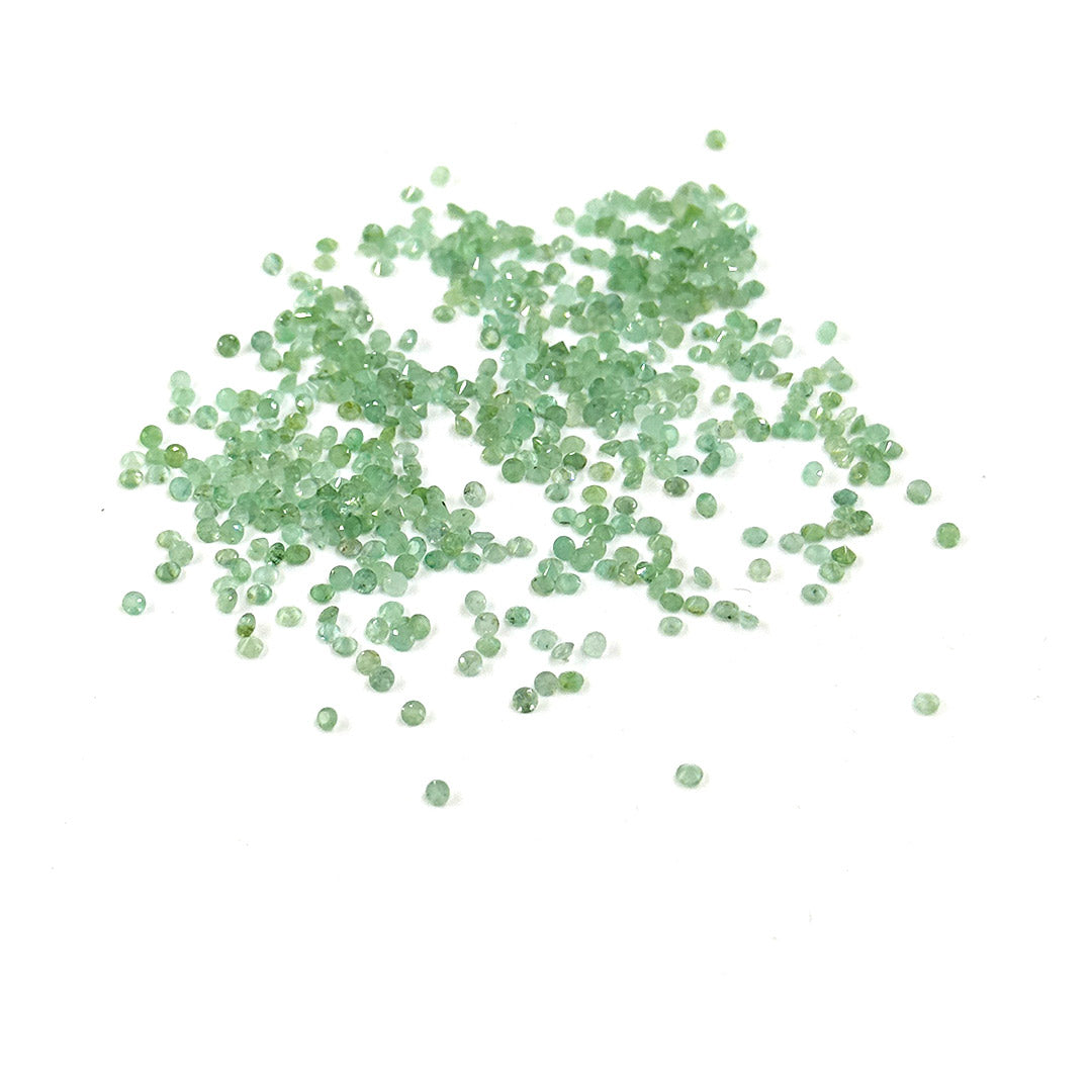 Natural Zambian Emerald Calibrated Diamond Rounds 2mm