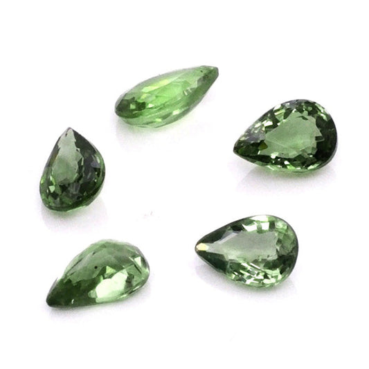 Natural Untreated Green Sapphire Calibrated Pears | 5x7mm & 6x8mm