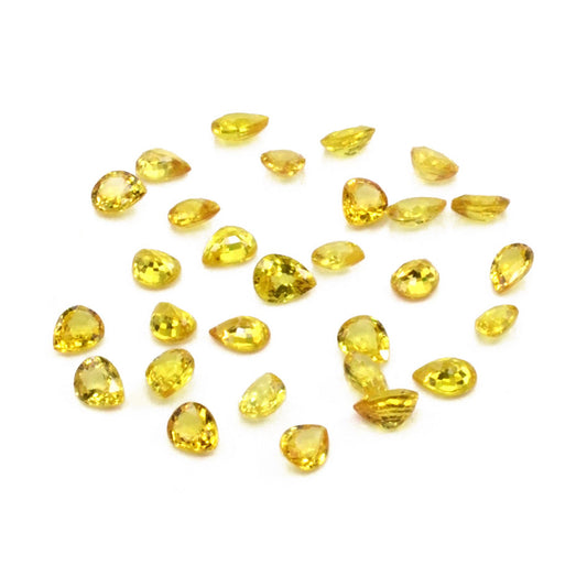 Natural Untreated Yellow Sapphire Calibrated Pears | 3x4mm & 4x5mm