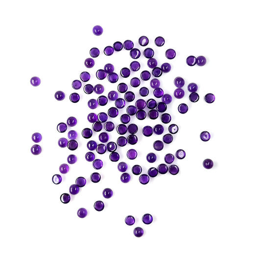 Natural Amethyst Calibrated Cabochon Rounds | 5mm & 6mm