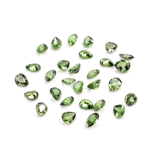 Natural Untreated Green Sapphire Calibrated Pears | 3x4mm & 4x5mm
