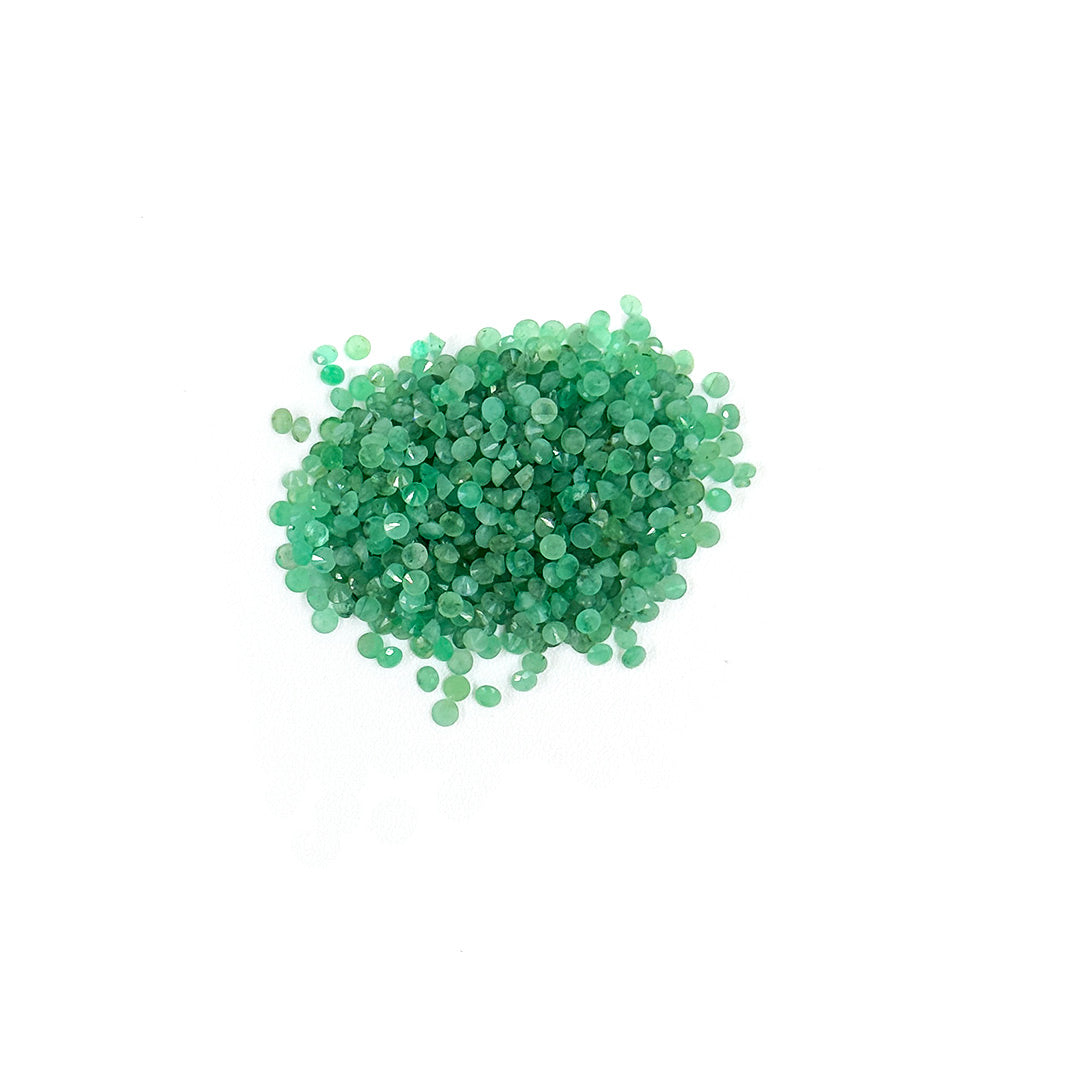 Natural Zambian Emerald Calibrated Diamond Rounds 2mm