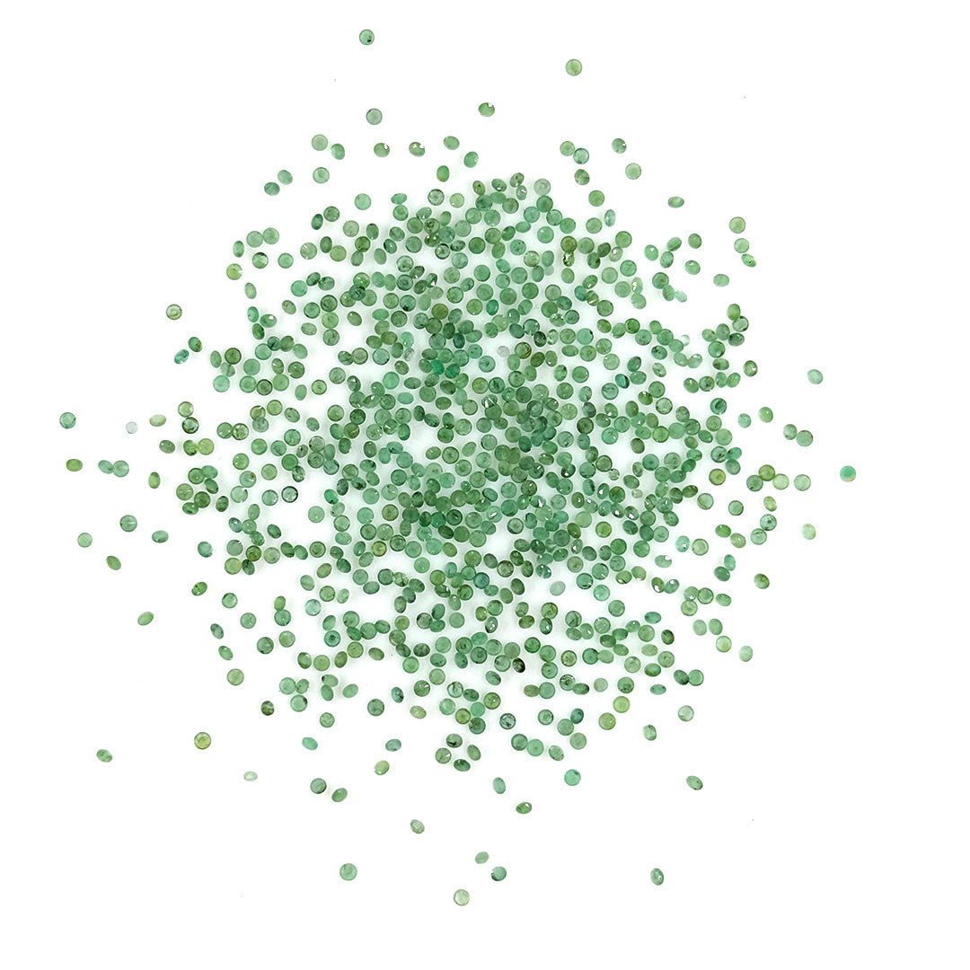 Natural Zambian Emerald Calibrated Diamond Rounds 2mm