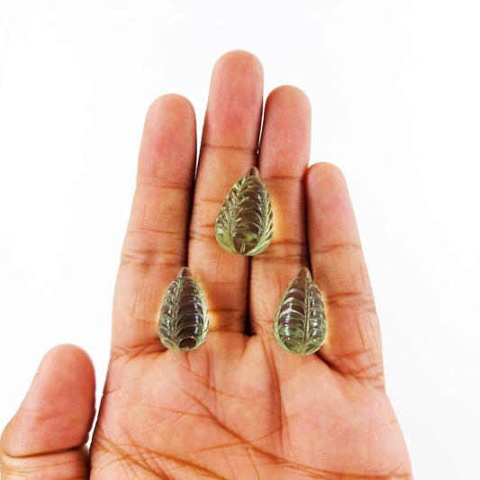 Natural Green Amethyst Fancy Carvings Matching Pair