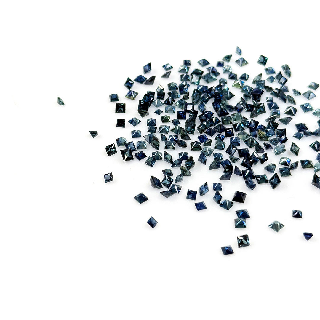 Natural Australian Untreated Teal Sapphire Calibrated Squares 2.5mm