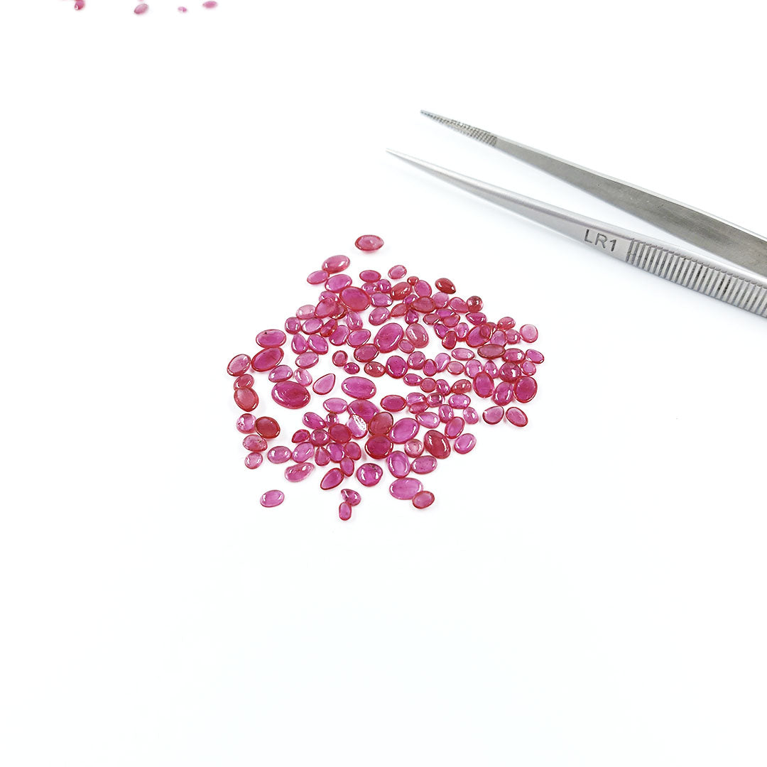 Natural Bangkok Ruby Calibrated Flat Cabochons | Mix Size
