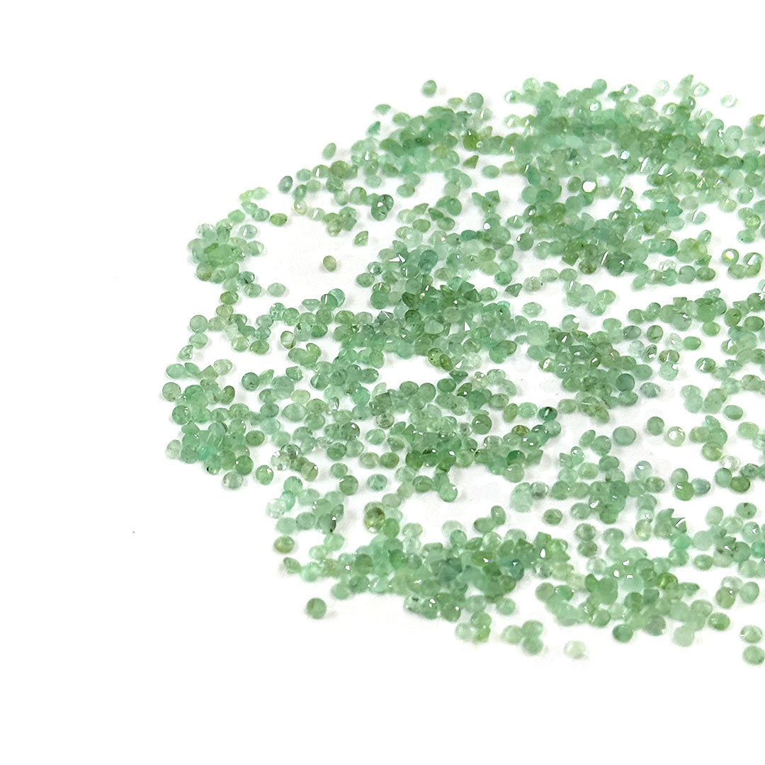Natural Zambian Emerald Calibrated Diamond Rounds 2mm