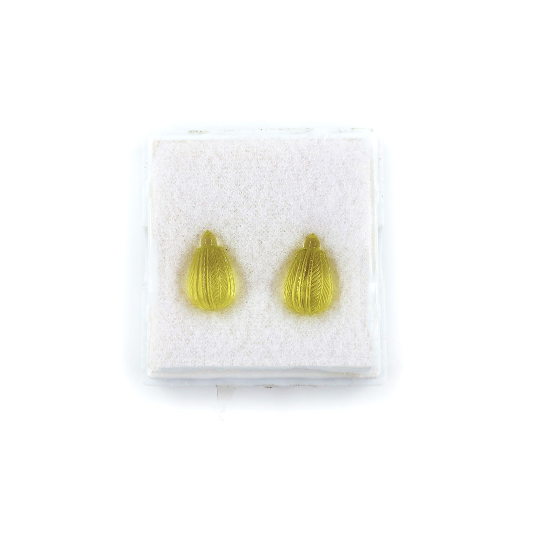 Natural lemon Quartz Fancy Carvings Matching Pair